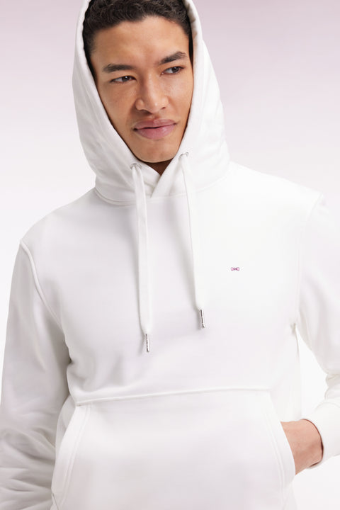 Sweatshirt à capuche en coton blanc coupe droite - Image 3