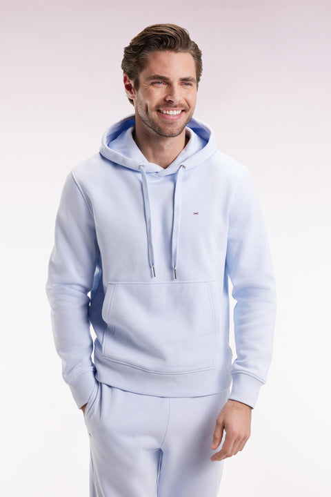 Sweatshirt à capuche en coton ciel coupe droite - Image 1