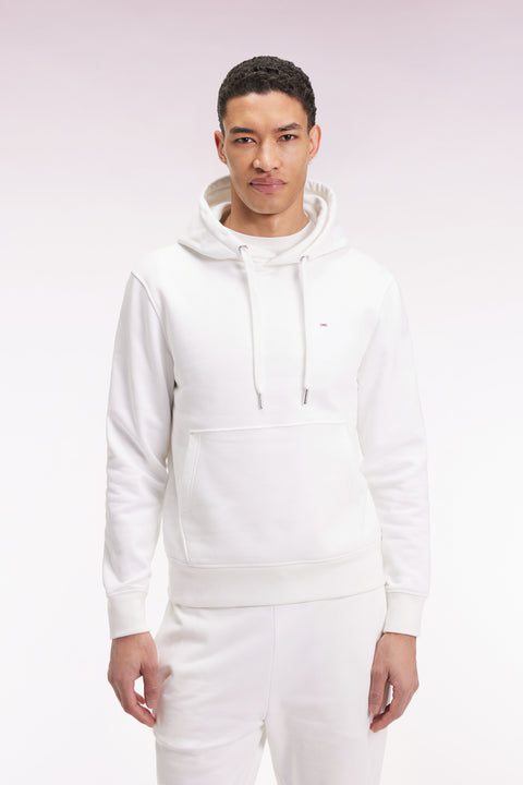 Sweatshirt à capuche en coton blanc coupe droite - Image 1