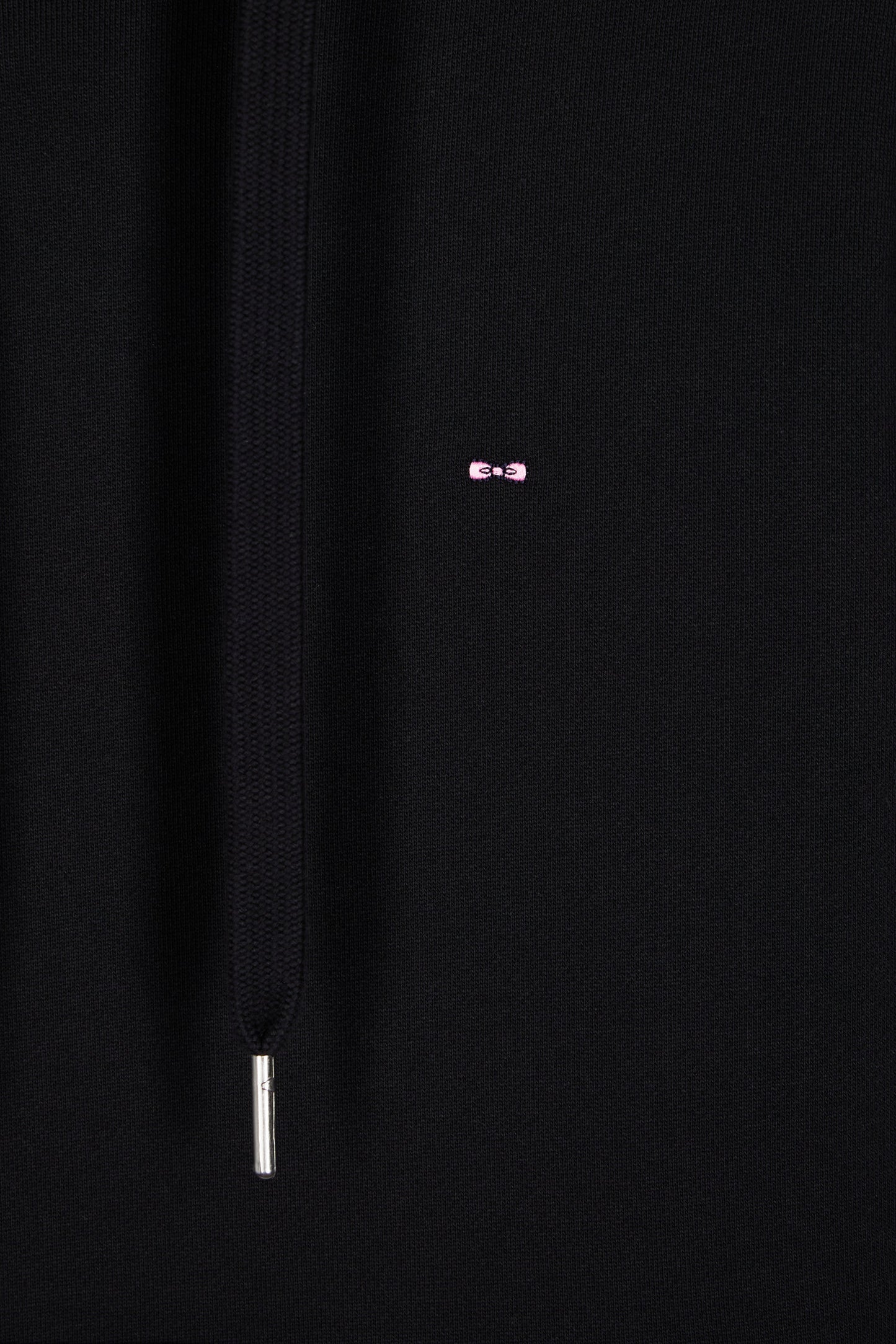 Black cotton hooded sweatshirt, straight cut