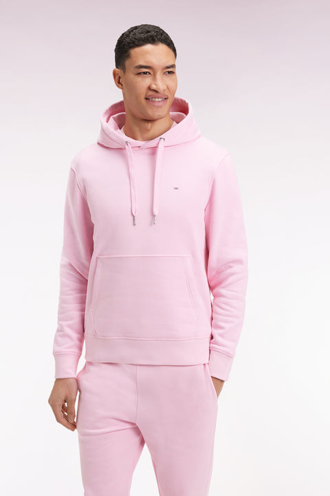 Sweatshirt à capuche en coton rose coupe droite - Image 1