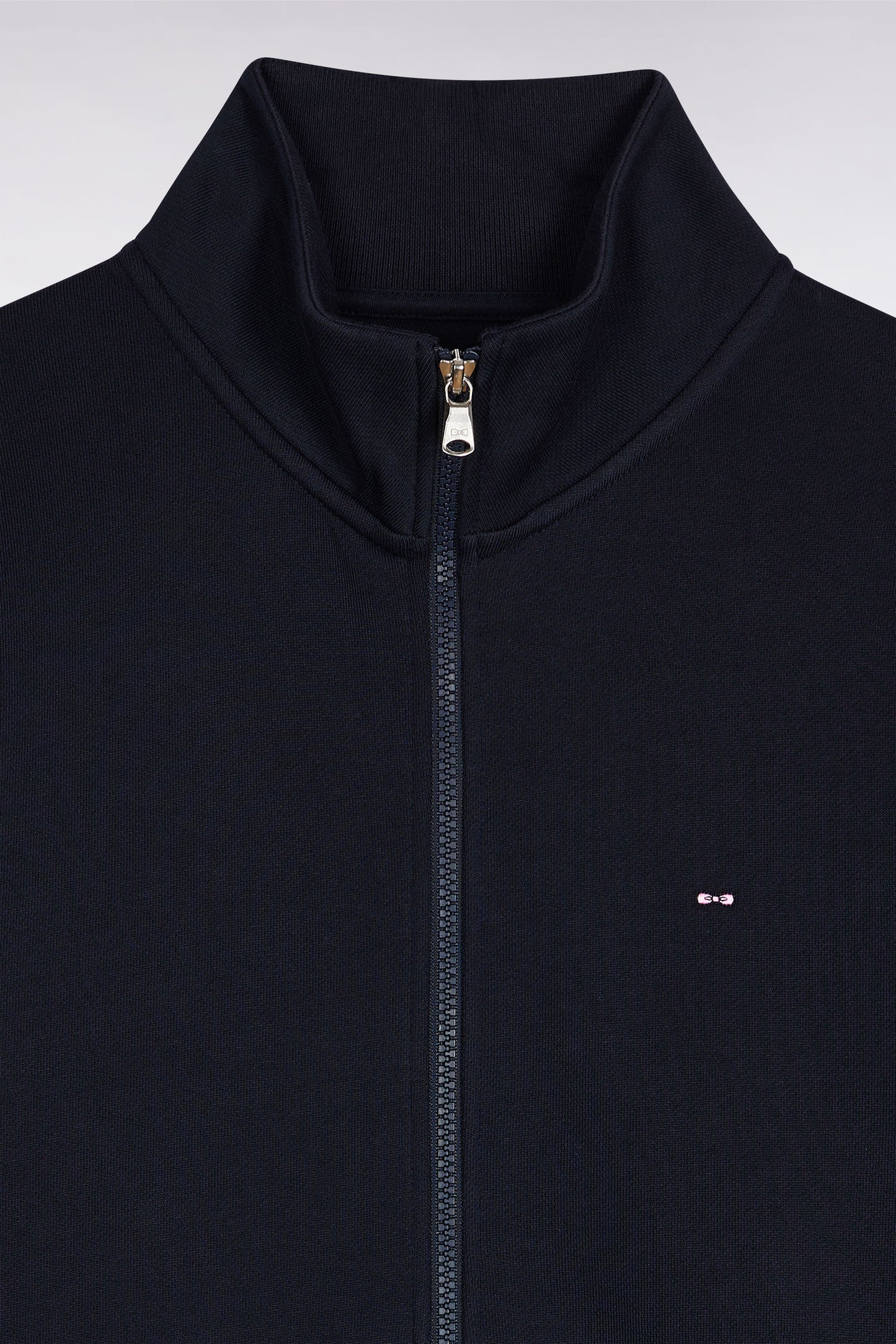 Navy cotton zip-up sweatshirt, straight cut