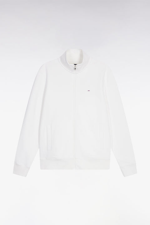 Sweatshirt zippé en coton blanc coupe droite - Image 2