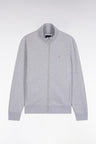 Sweatshirt zippé en coton gris coupe droite