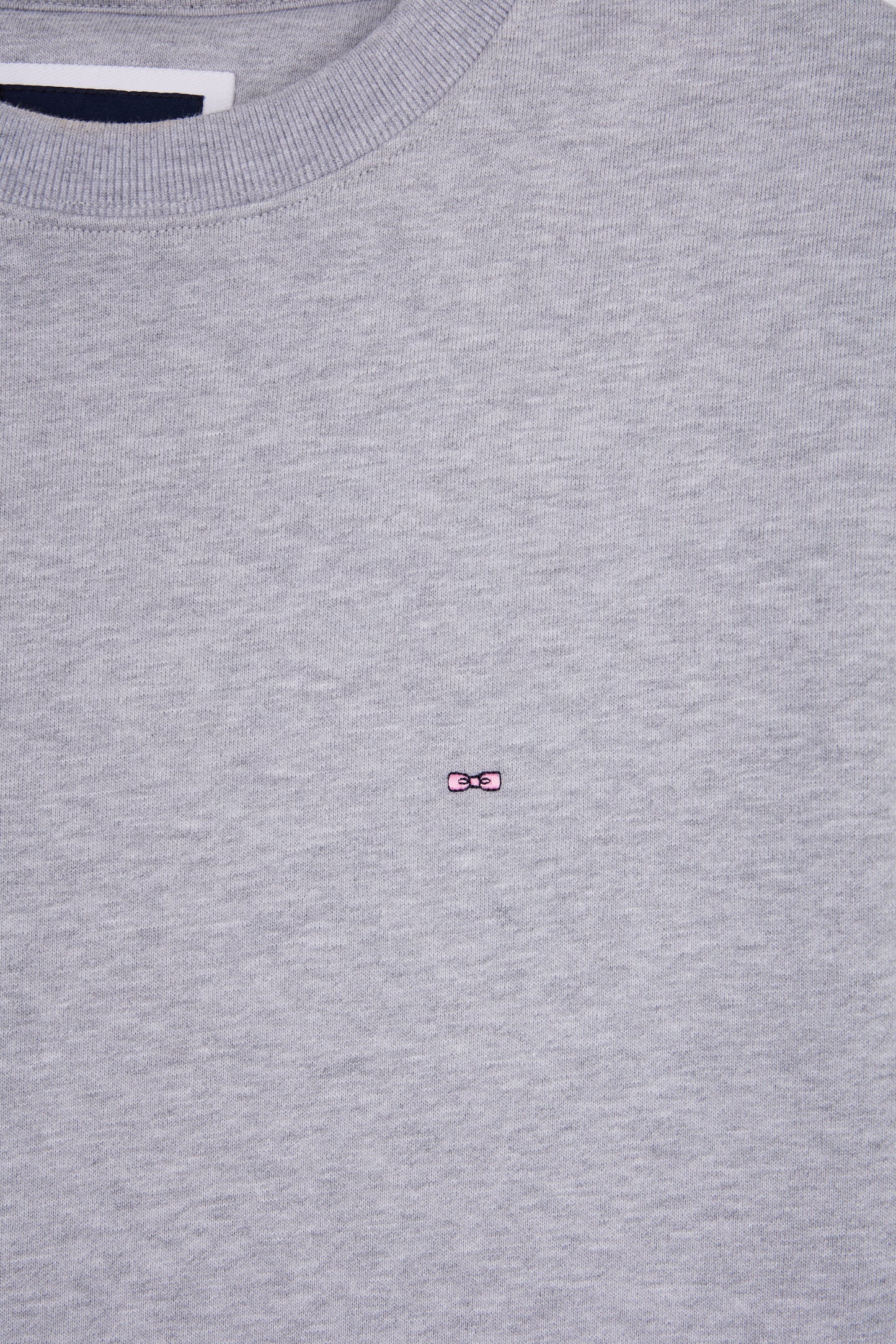 Grey cotton round-neck sweatshirt, straight cut