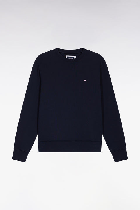 Sweatshirt à col rond en coton marine coupe droite - Image 2