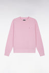 Sweatshirt à col rond en coton rose coupe droite