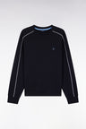 Sweatshirt en molleton marine passepoils colorés
