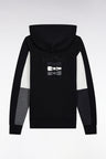 Black hooded sweatshirt with contrasting cut-out sleeves