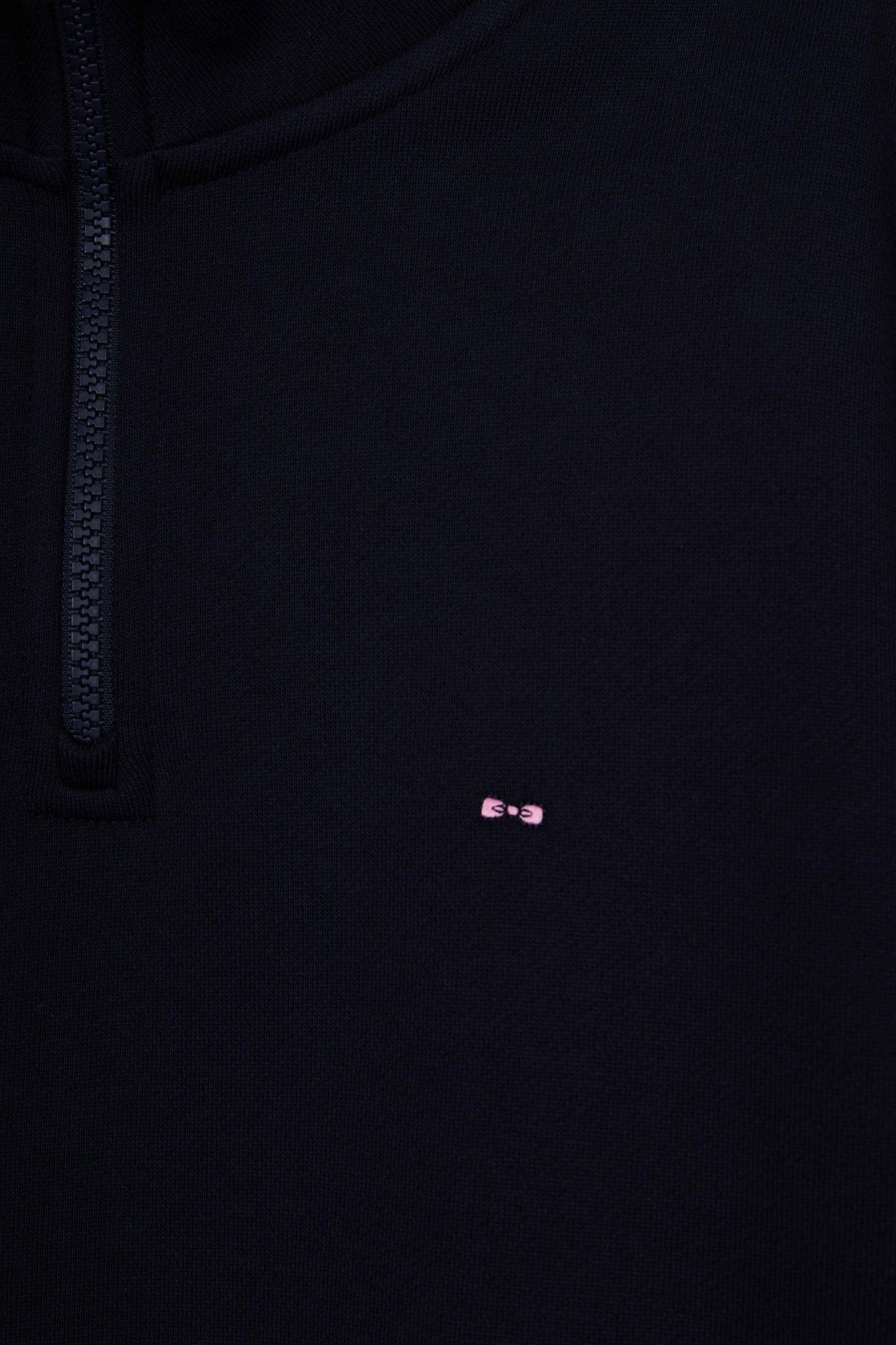 High-neck zip-up sweatshirt in navy cotton fleece