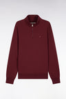 Sweatshirt à col montant zippé en molleton coton bordeaux