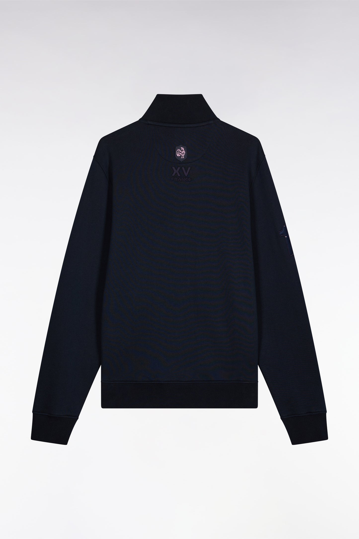Sweatshirt zippé en coton marine broderie 10 coupe droite