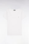 Short-sleeved V-neck T-shirt in white Pima cotton