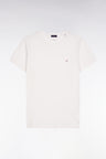Short-sleeved T-shirt in white Pima cotton with round collar