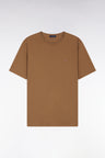 T-shirt manches courtes à col rond en coton Pima camel