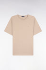 Short-sleeved round-neck T-shirt in beige Pima cotton
