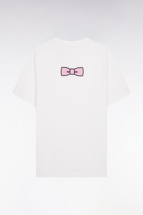 Short-sleeved T-shirt with embroidered back in ecru Pima cotton - Image 2