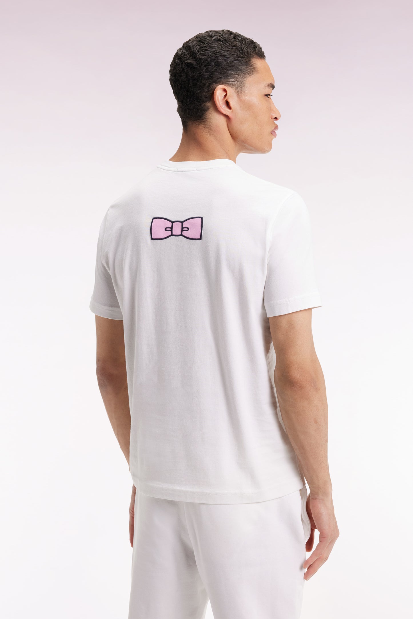 T-shirt à manches courtes broderie dos en coton Pima écru