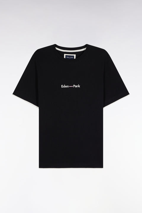 Eden Park embroidered short-sleeved T-shirt in black cotton - Image 2