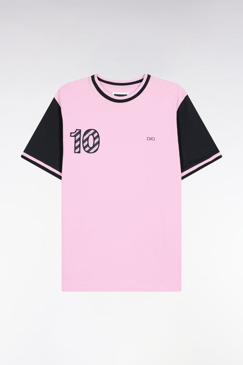 T-shirt bicolore à manches courtes en coton marine broderie 10 - Image 2