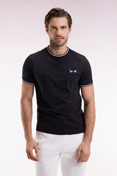 T-shirt à manches courtes en coton noir - Image 1