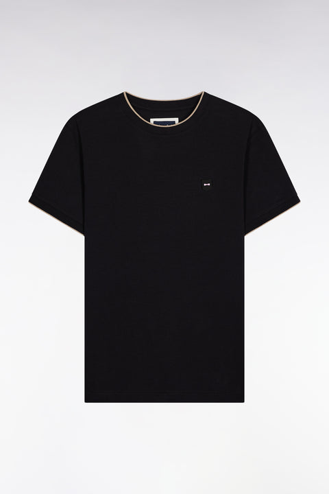 Short-sleeved T-shirt in black stretch cotton, slim fit - Image 2