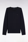 Long-sleeved T-shirt in navy slub cotton