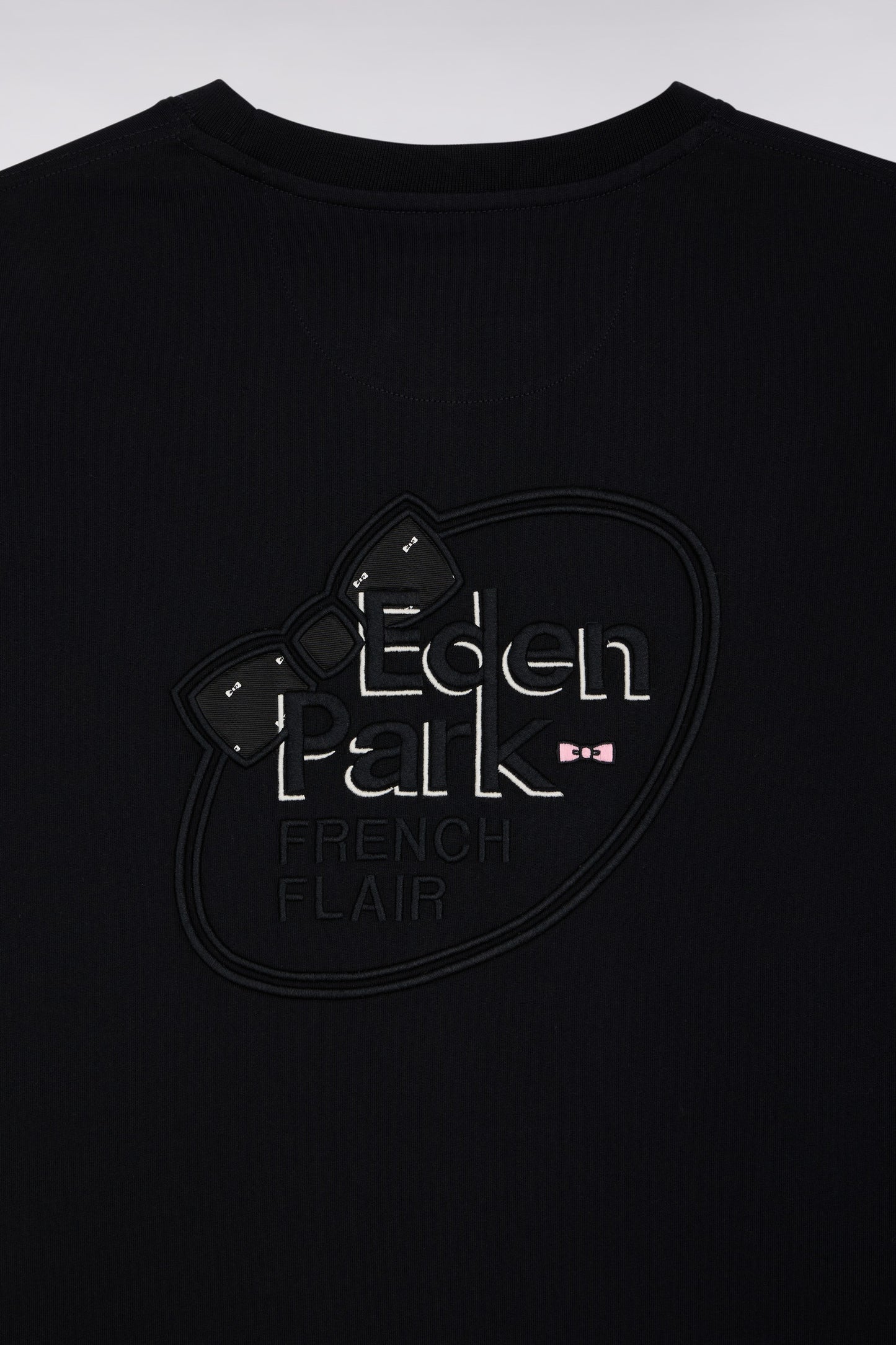 Black cotton colorblock white and grey long-sleeved T-shirt