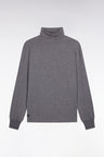 Long-sleeved turtleneck T-shirt in grey stretch cotton