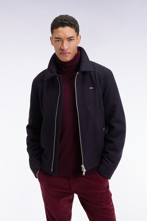 Jacket in navy boiled wool blend - Image 3