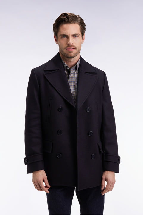 Navy wool-blend pea jacket - Image 3