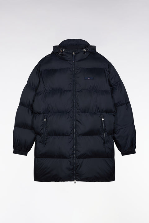 Long down jacket in navy quilted nylon - Image 2
