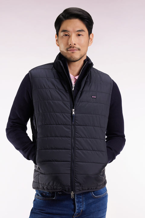 Sleeveless down jacket in navy quilted nylon - Image 3