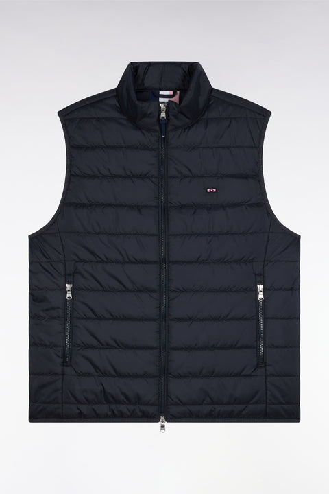 Sleeveless down jacket in navy quilted nylon - Image 2