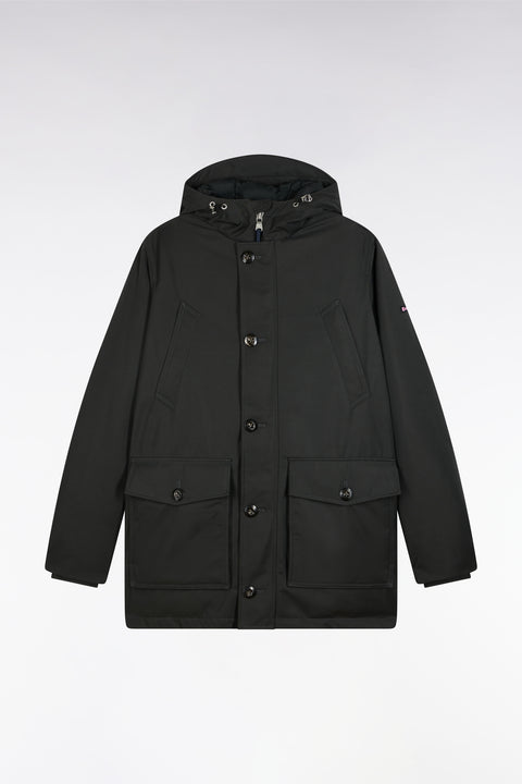 Short khaki nylon parka with patch pockets - Image 2