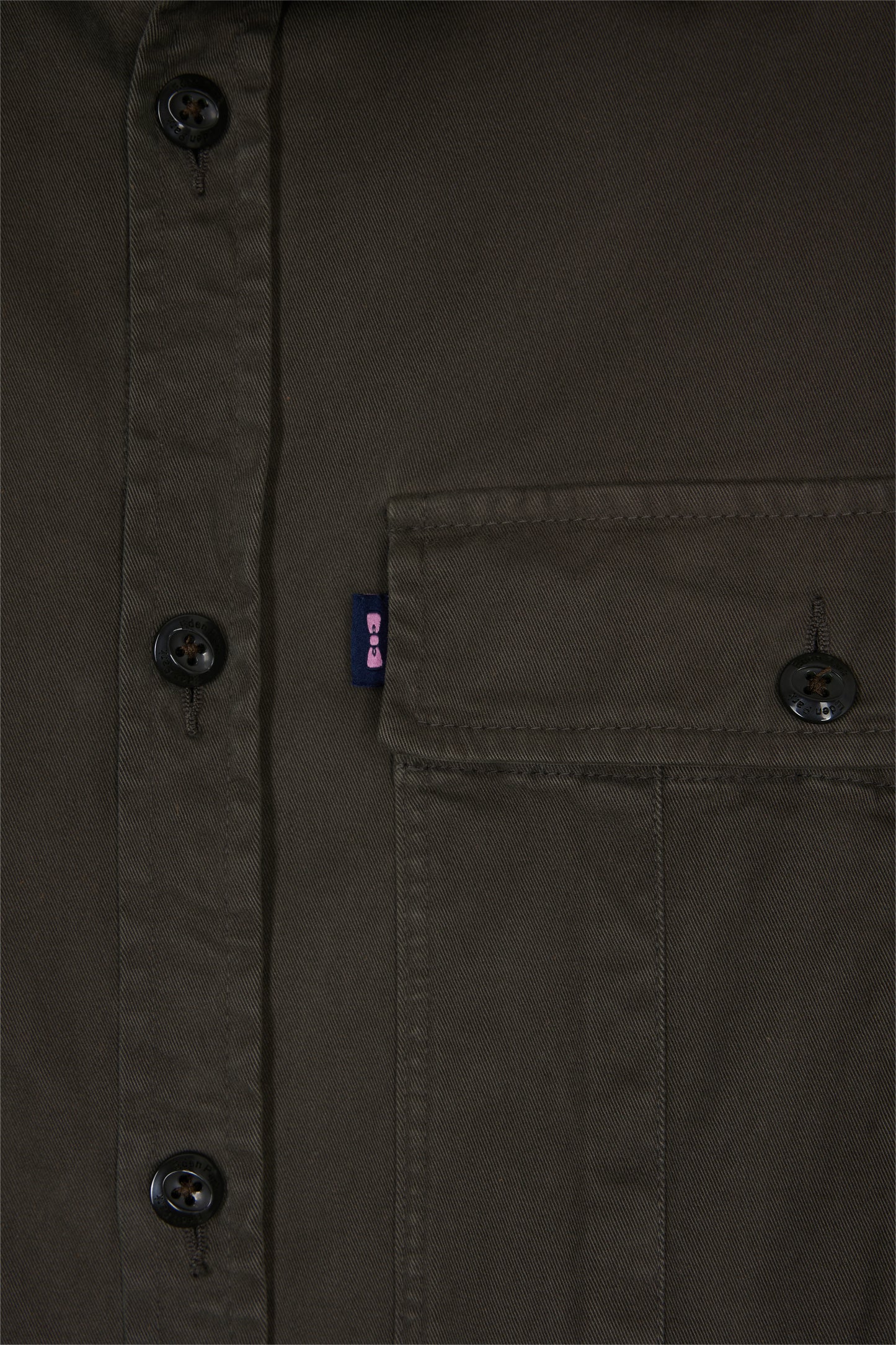 Surchemise en twill de coton stretch kaki à poches plaquées