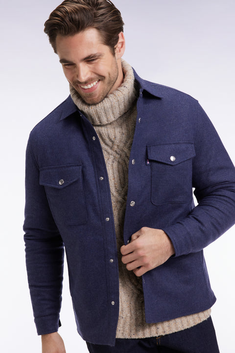 Blue wool and cashmere blend overshirt - Image 1