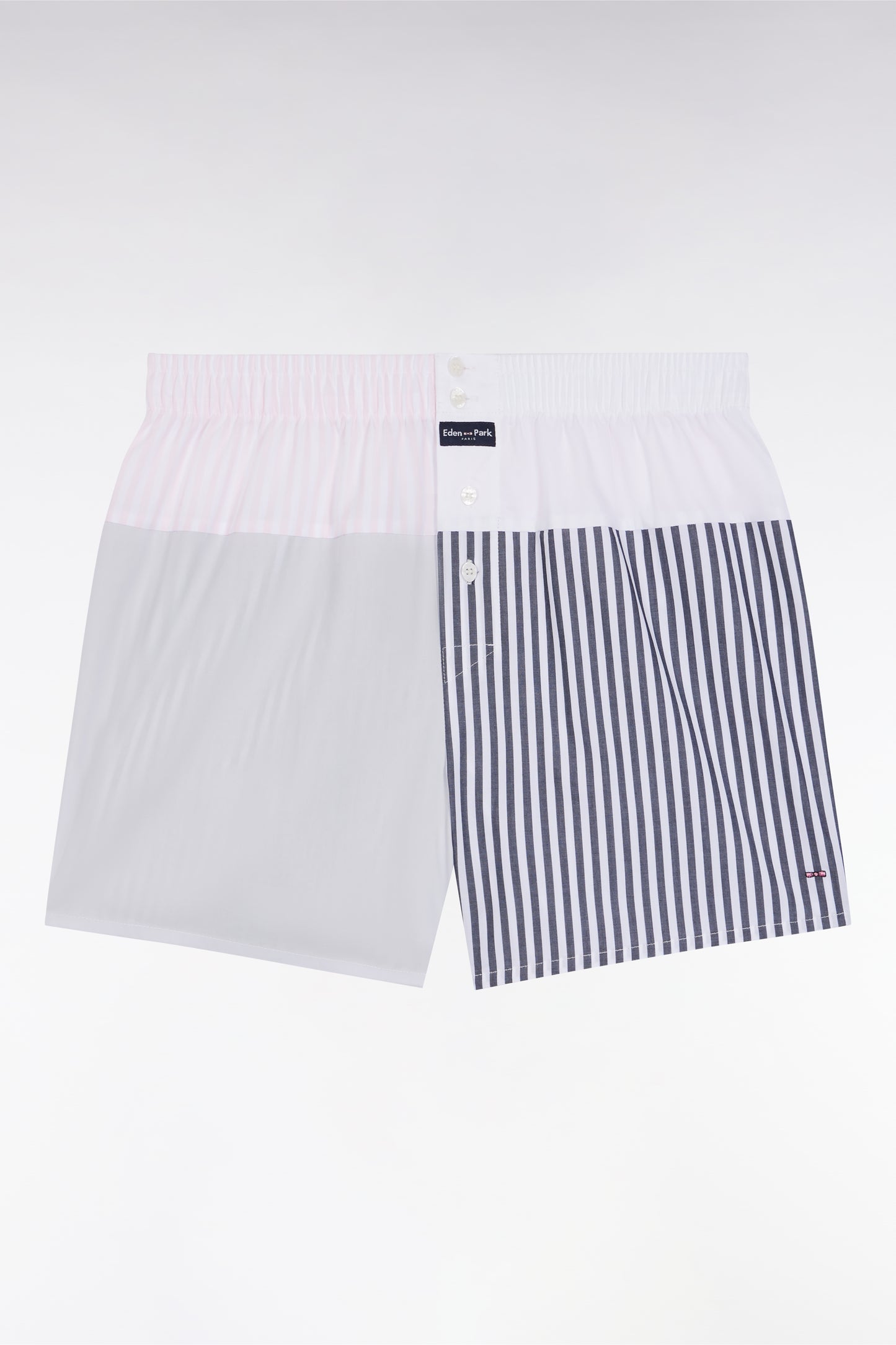 Cotton poplin briefs with striped dial