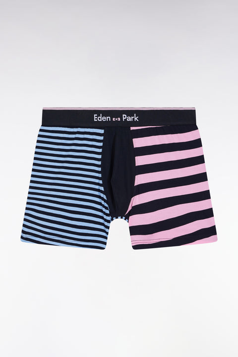 Navy striped cotton jersey boxer shorts - Image 1