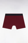 Boxer shorts in burgundy cotton jersey with contrasting stripes
