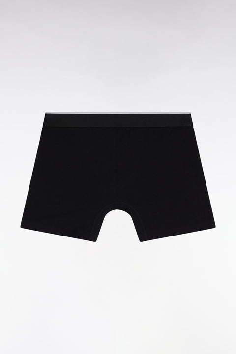 Black cotton jersey boxer shorts with contrasting stripes - Image 2