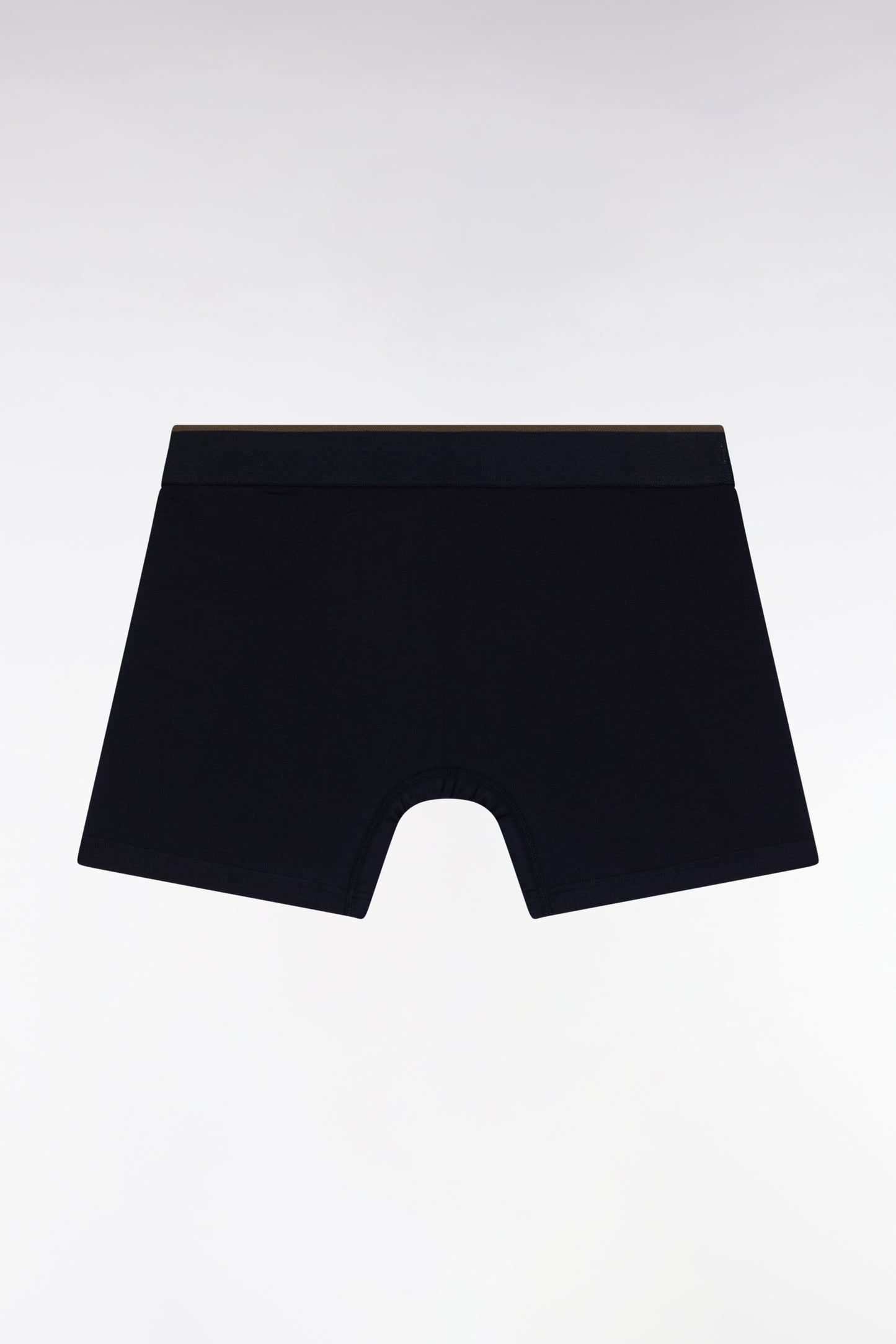 Navy and khaki colorblock cotton jersey boxer shorts