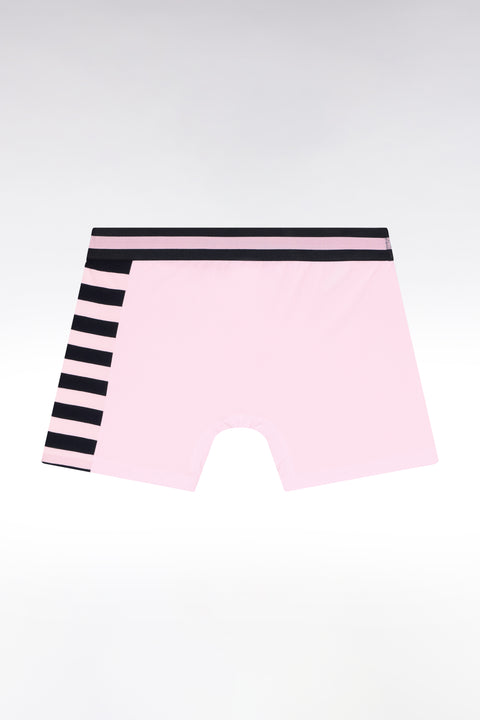 Pink cotton jersey boxer shorts with striped detail - Image 2