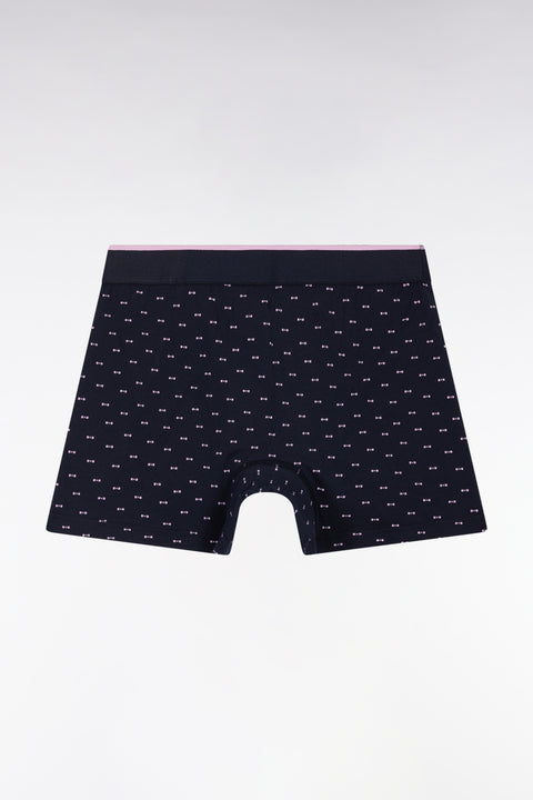 Cotton jersey boxer shorts with navy bow tie pattern - Image 2