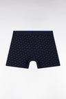Cotton jersey boxer shorts with blue bow tie micropatterns