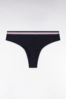 Navy stretch jersey thong with logo