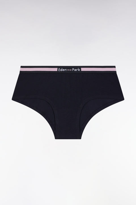 Navy stretch jersey short with logo - Image 1