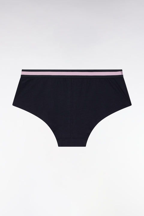 Navy stretch jersey short with logo - Image 2
