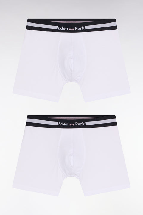 Set of two white stretch cotton jersey boxer shorts - Image 1