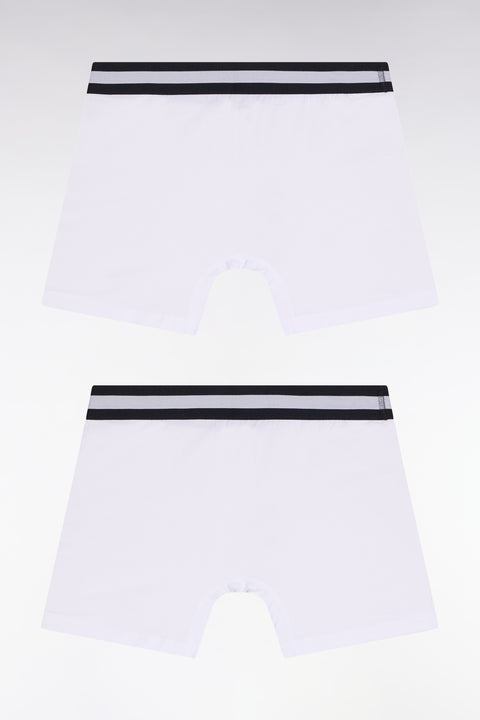 Set of two white stretch cotton jersey boxer shorts - Image 2